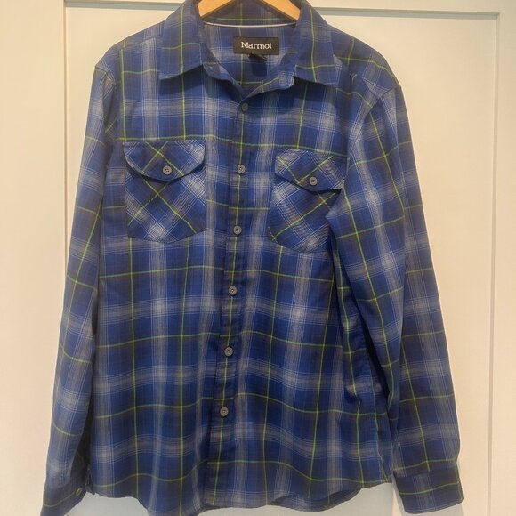 Marmot Men’s Large Long Sleeve Plaid Button Down Shirt SCC-183 - Picture 1 of 6